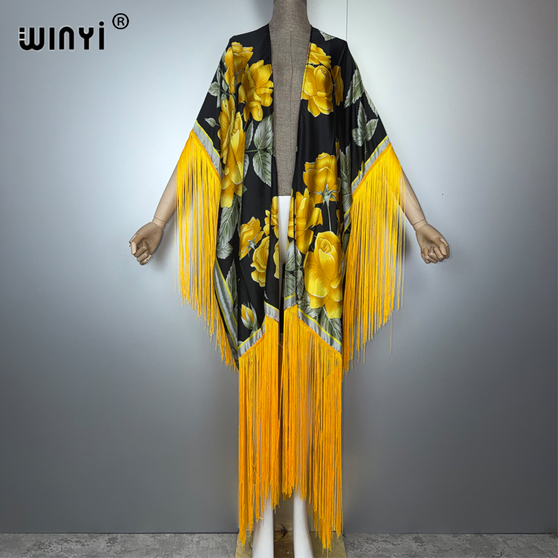 Cover Up Kaftan - Winyi áfrica kimono cover-ups bohemia impressão