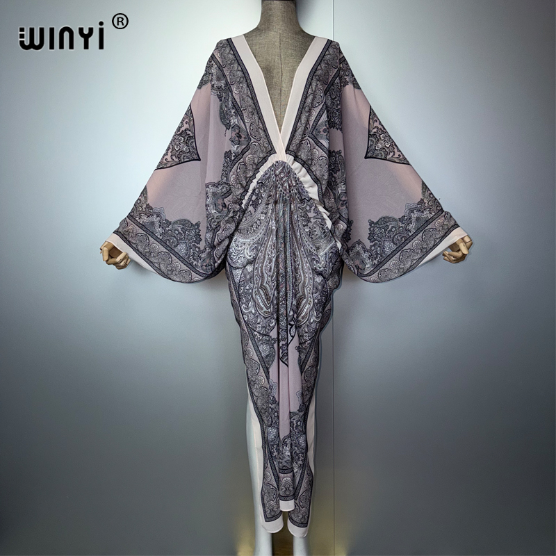 Cover Up Kaftan - Vestido Sexy com Decote em V