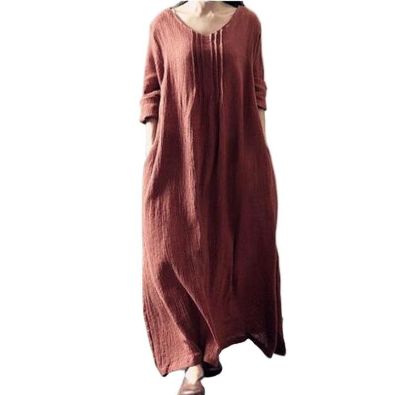 Linen Dress Wrap - 2025 algodão linho vintage vestido completo