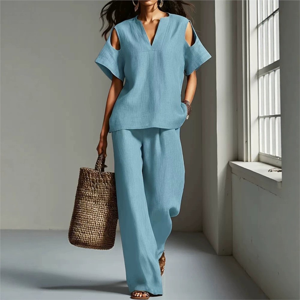 Conjunto Feminino de Verão Cas - Linen Pant Wide avaliação e preço