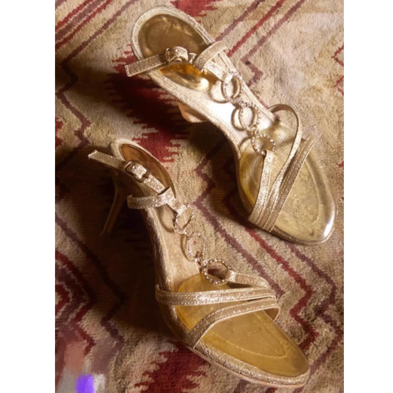Sandálias Femininas Douradas c - Sandal Strappy Heeled avaliação e preço