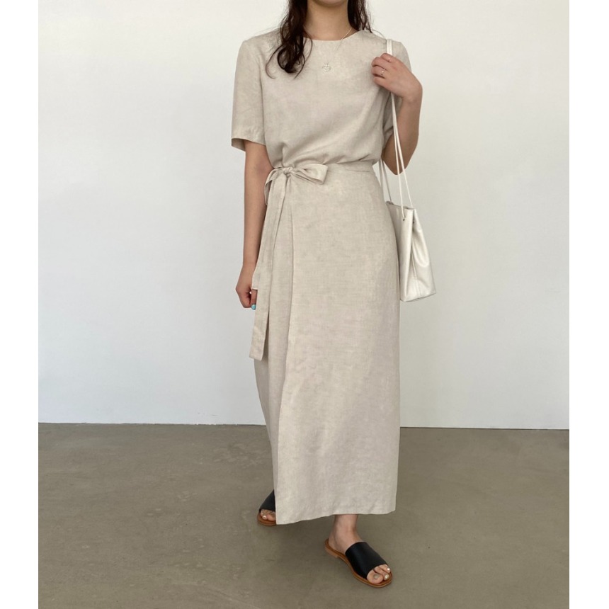 Vestido Elegante de Algodão e  - Linen Dress Wrap avaliação e preço
