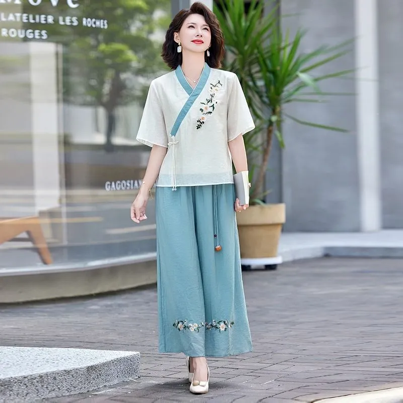 Conjunto de duas peças em linh - Linen Pant Wide avaliação e preço