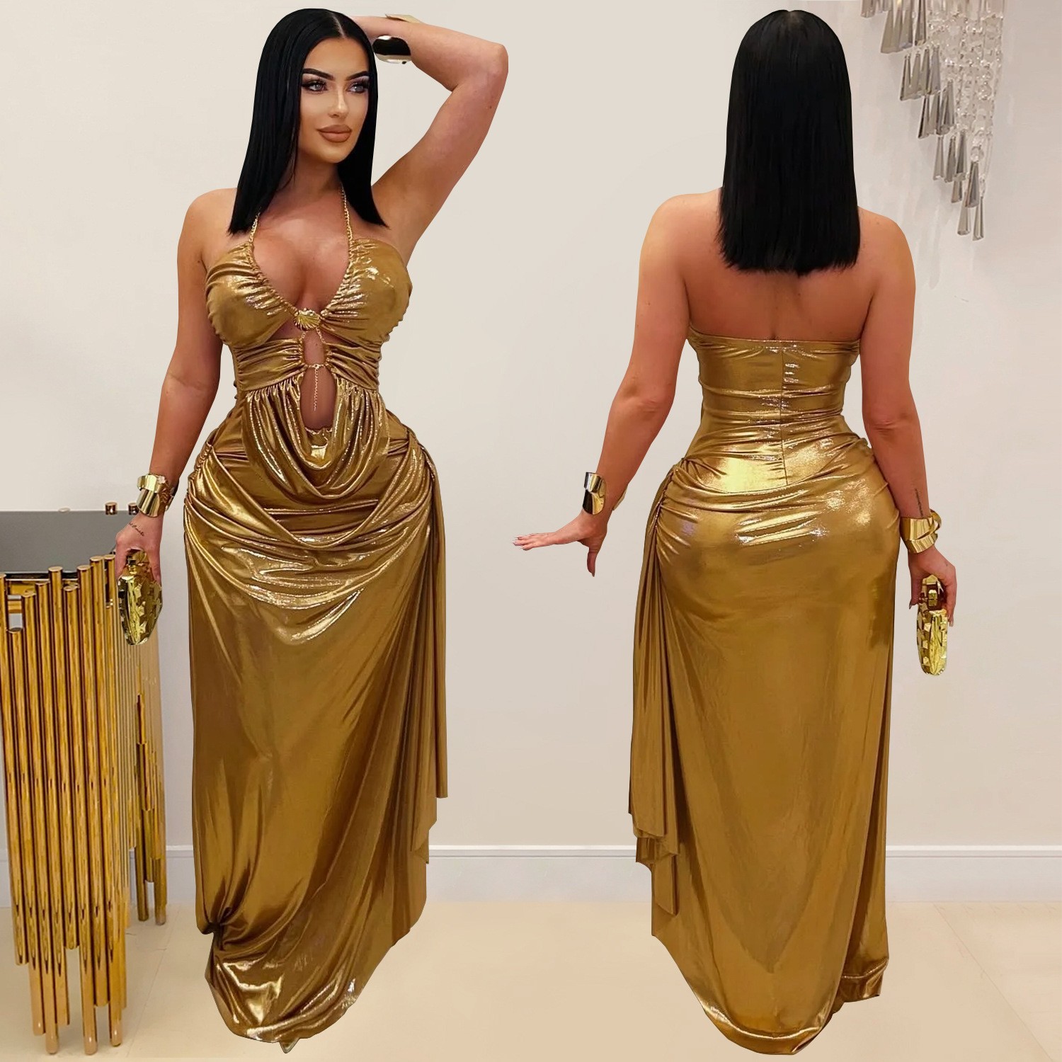 Vestido de Festa para Convidad - Maxi Dress Halter avaliação e preço