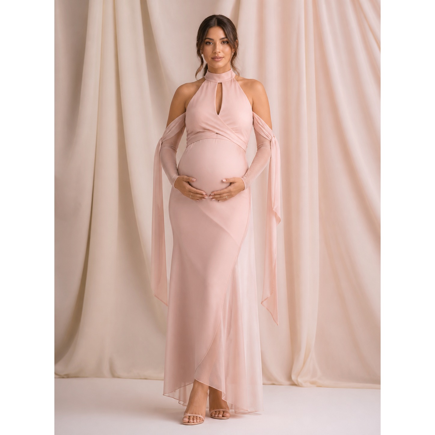 Vestido de Maternidade Rosa Bl - Maxi Dress Halter avaliação e preço
