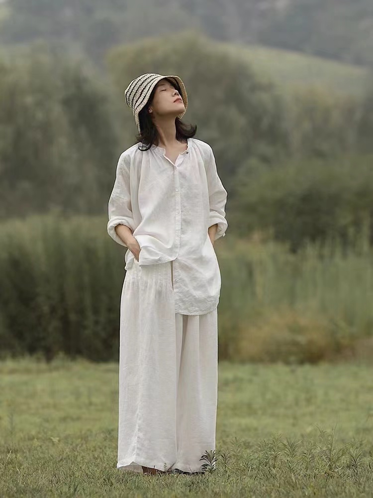 Conjunto de Camisa de Algodão  - Linen Pant Wide avaliação e preço